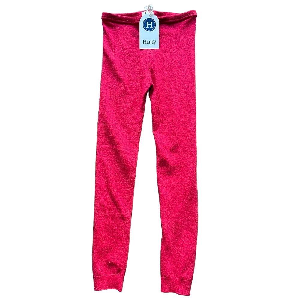 New Hatley Girl’s Red Sparkle Knit Sweater Leggings - 8